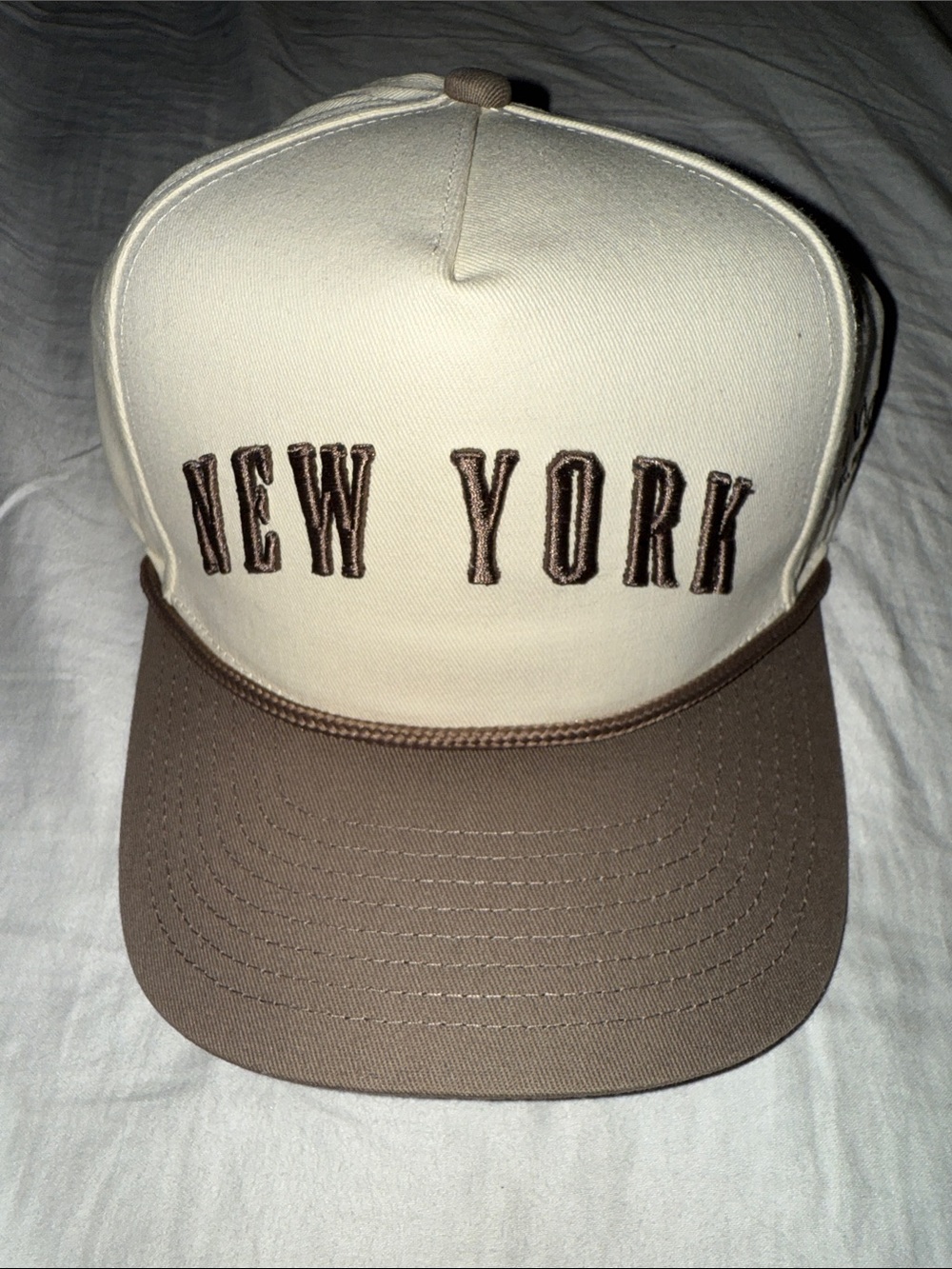 New York Two-Tone Cream and Brown Baseball Cap